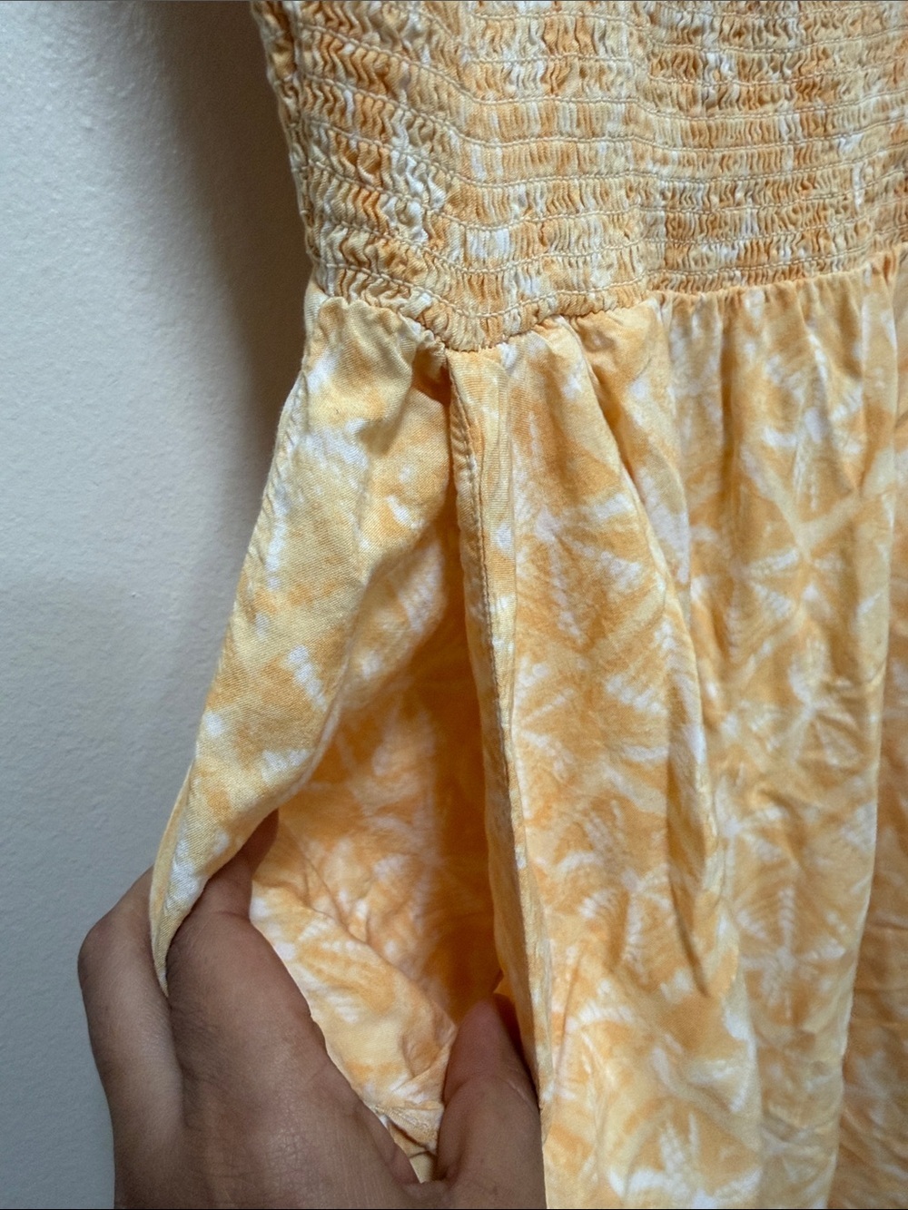 Old Navy Yellow Floral Smocked Midi Dress Size Small - Picture 5 of 10